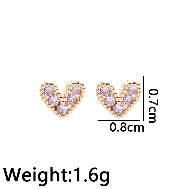 Aretes de corazón relleno de zirconia