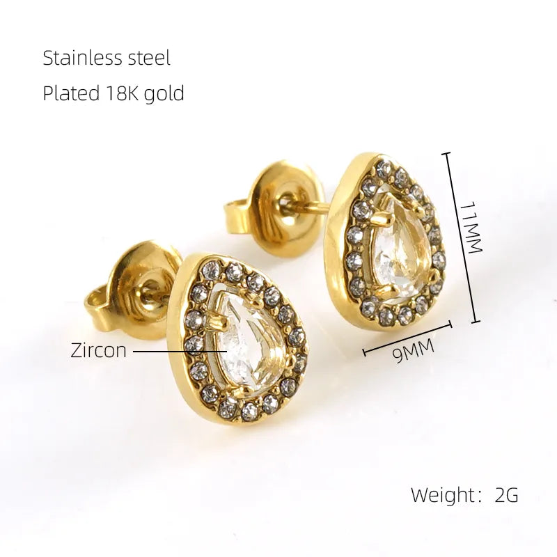 Aretes gotas de agua con zirconia