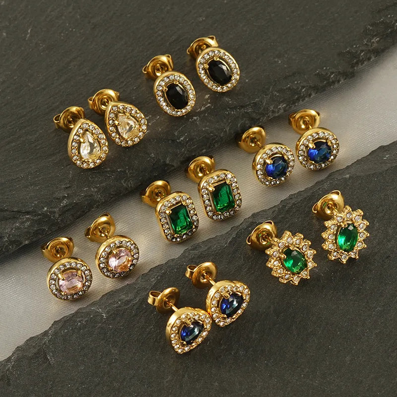 Aretes gotas de agua con zirconia