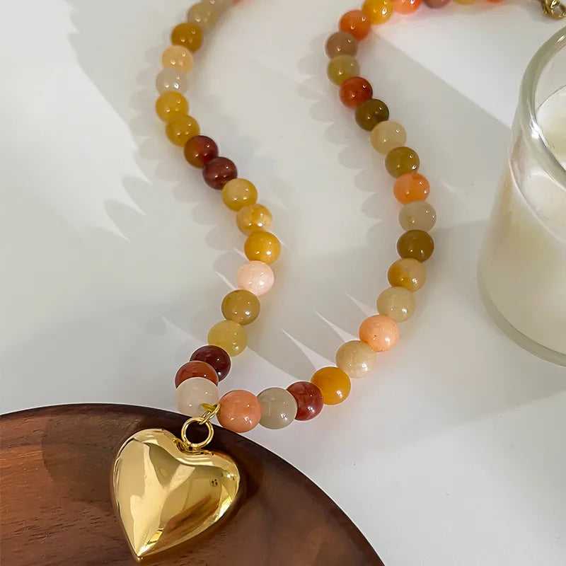 Collar corazon piedra natural