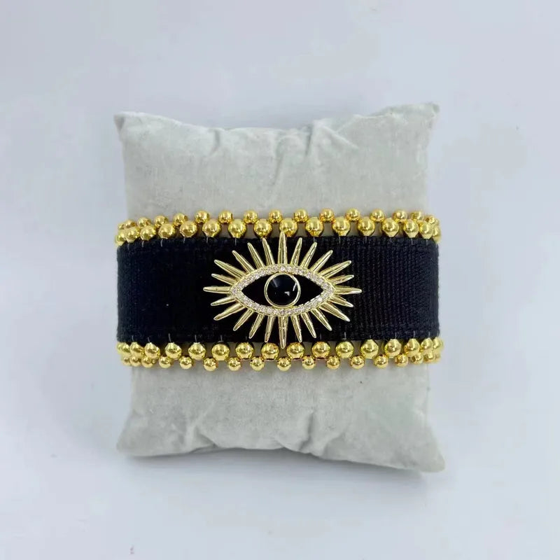 Pulsera Tejida de Ojo Turco Grande