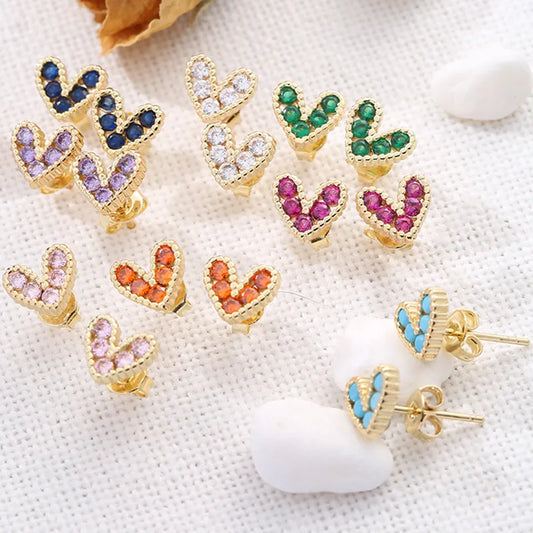 Aretes de corazón relleno de zirconia