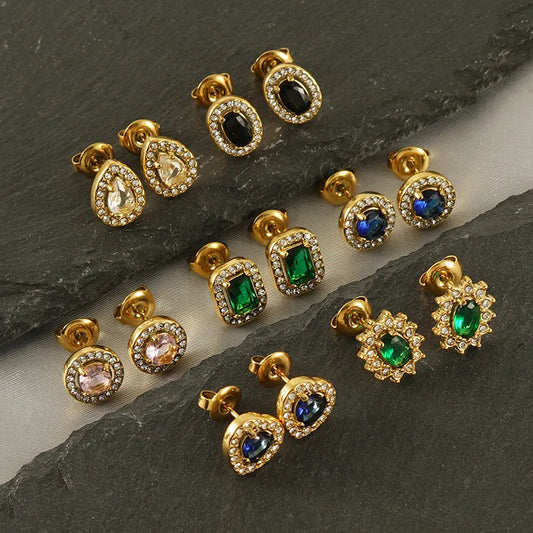 Aretes gotas de agua con zirconia