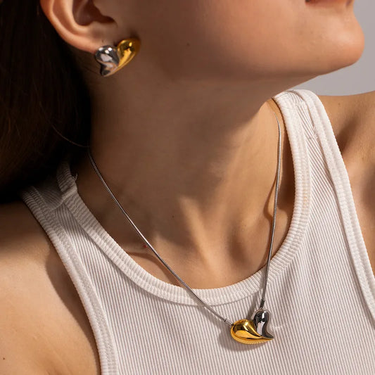 Collar corazón bicolor