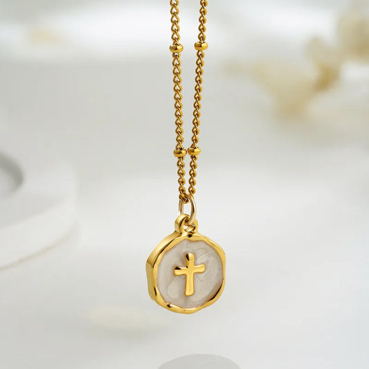 Collar cruz blanca
