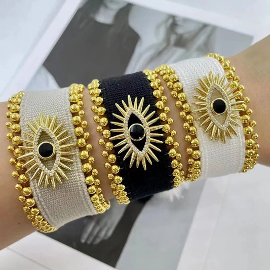 Pulsera Tejida de Ojo Turco Grande